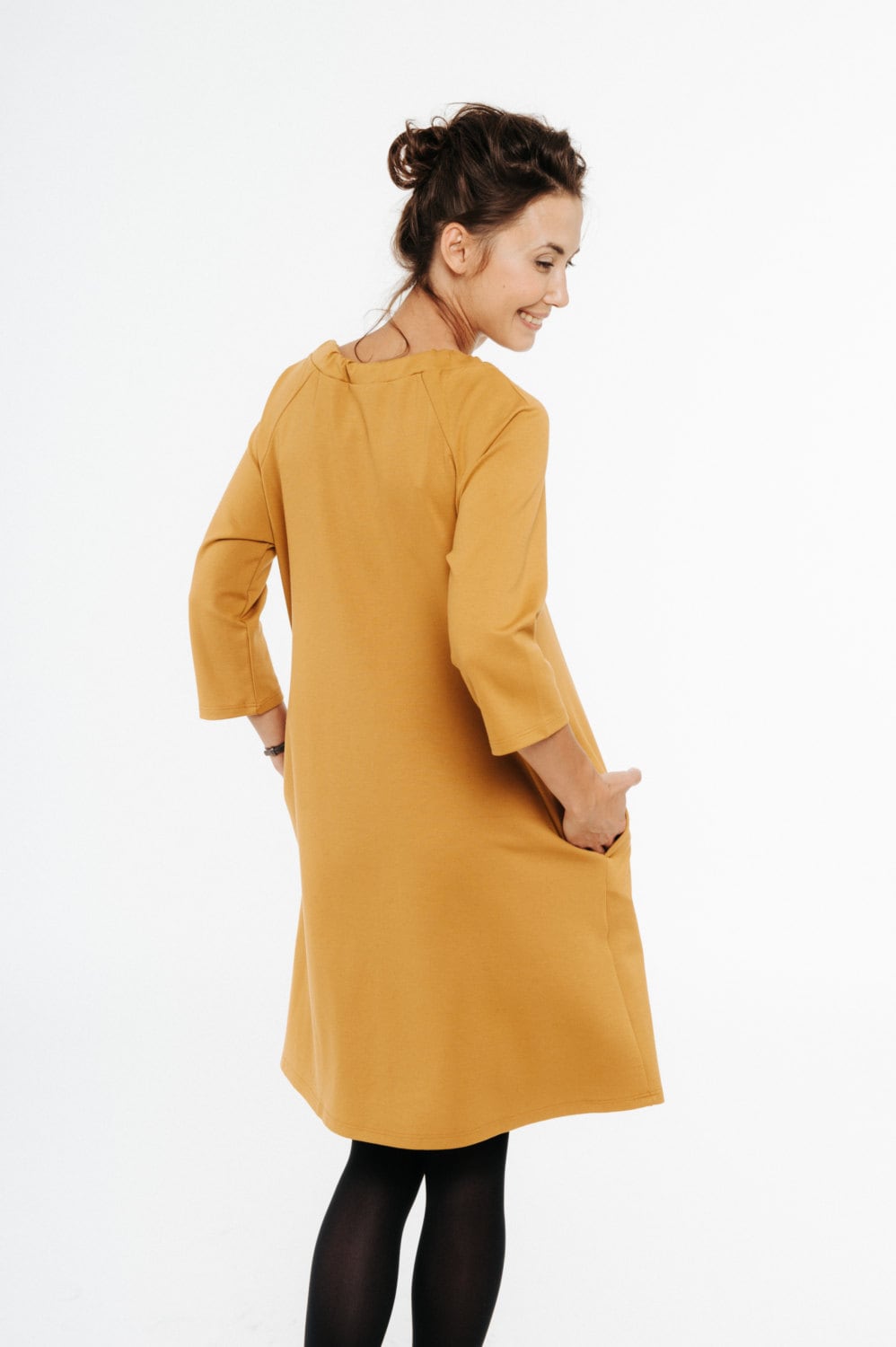 FRENCH dress in yellow #Color_Yellow