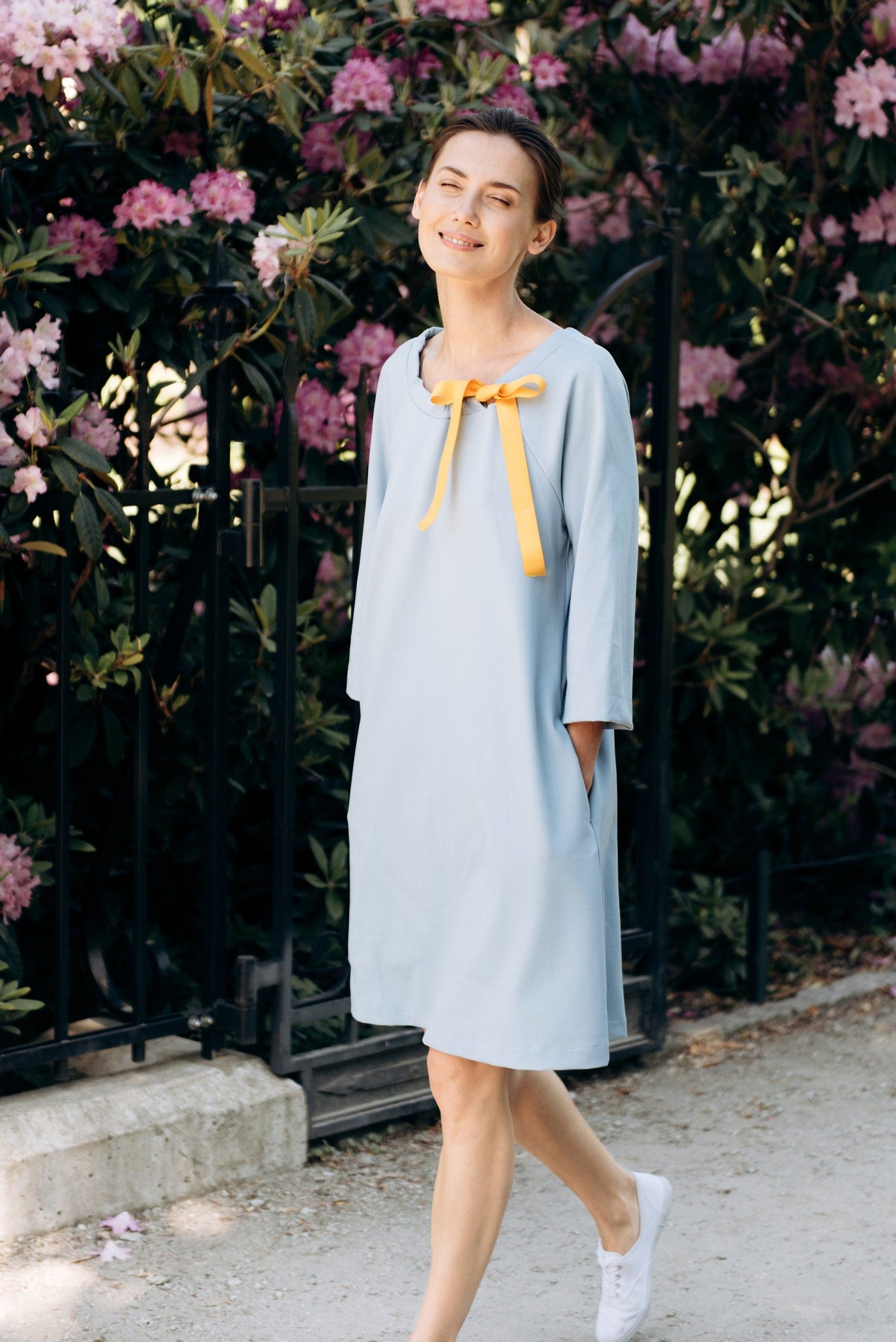 FRENCH dress in sky blue #Color_Sky blue