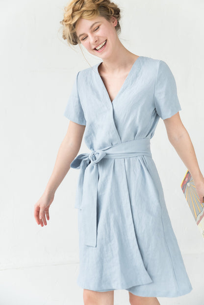 LeMuse linen dress MARINE, Light blue, L