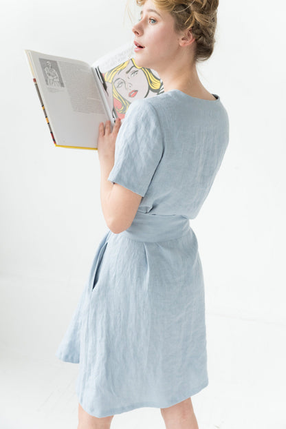 LeMuse linen dress MARINE, Light blue, L