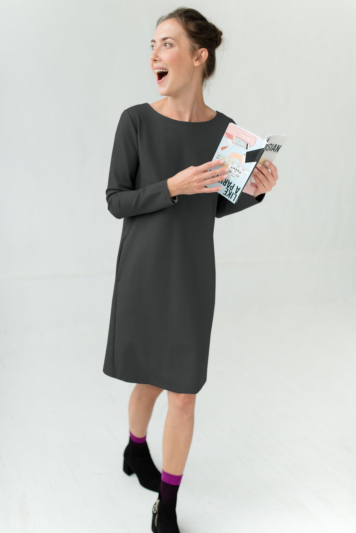 EMILY dress in gray green #Color_Gray green