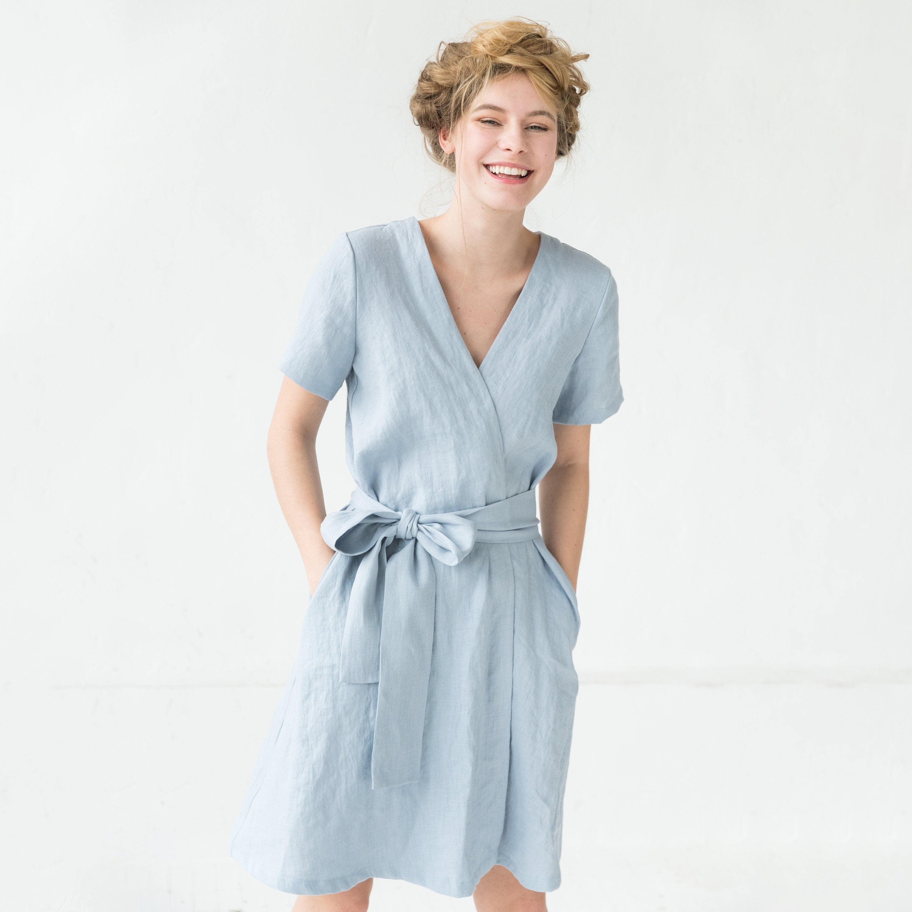 Robe en lin LeMuse MARINE, Bleu clair, L