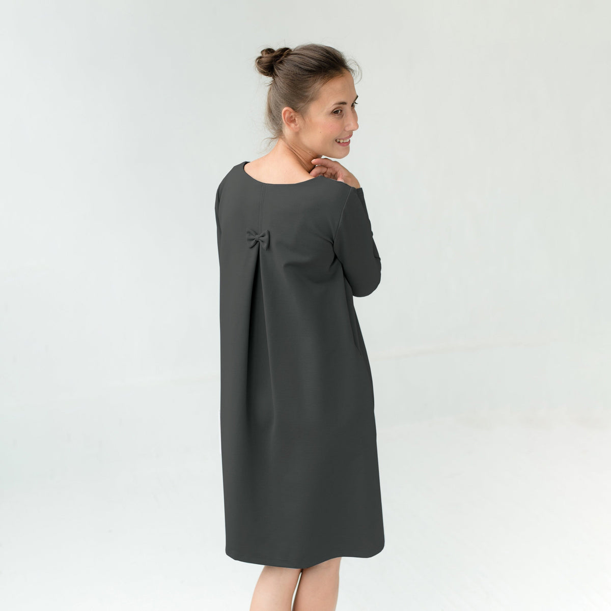 EMILY dress in gray green #Color_Gray green