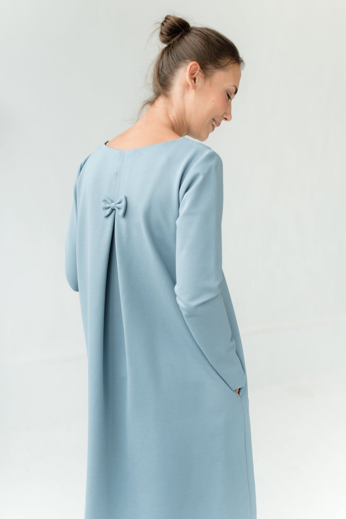 EMILY dress in gray green #Color_Gray green
