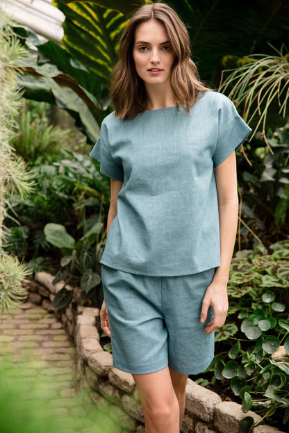 LeMuse Leinenshorts SIMPLICITY, Petrol, S