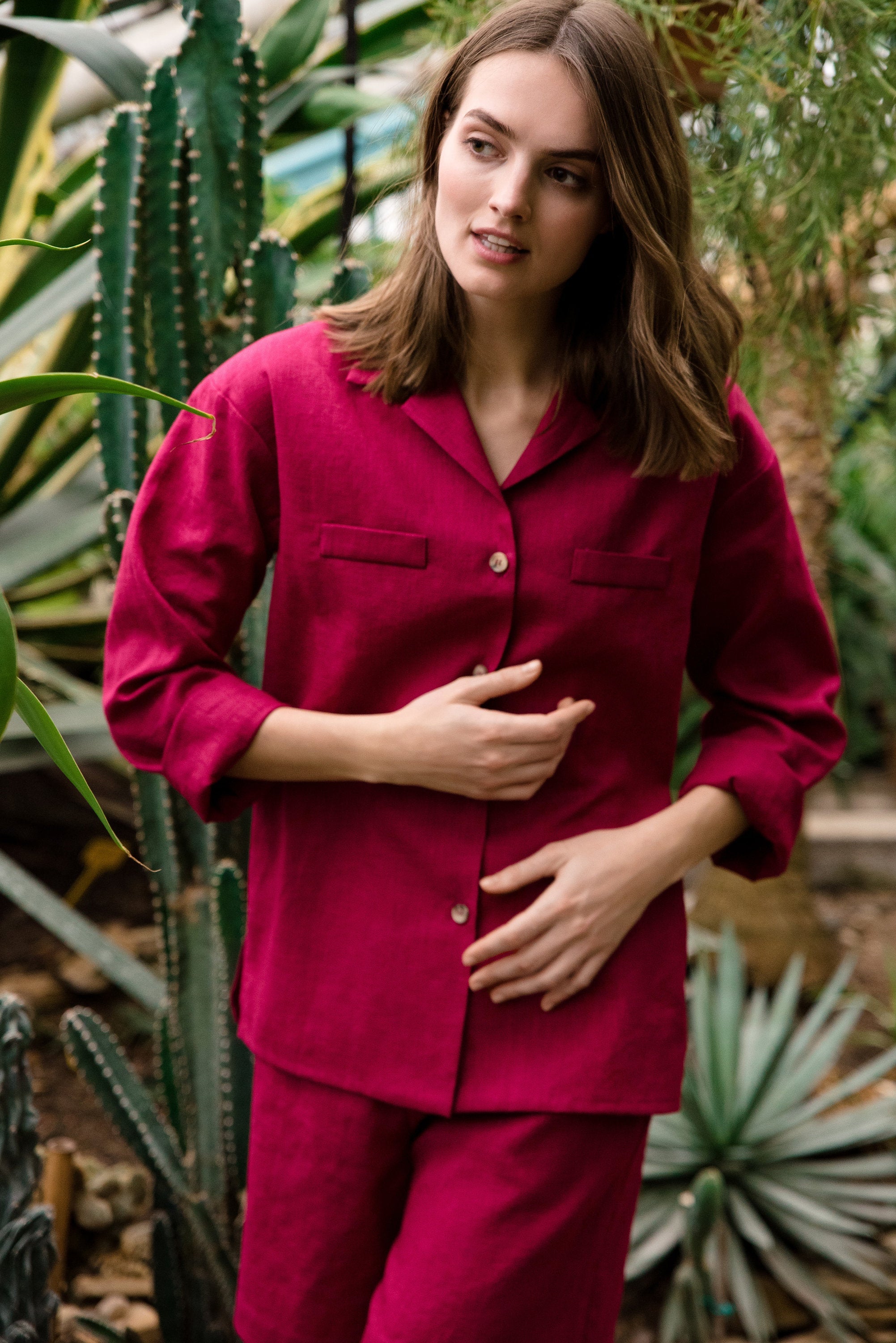 LeMuse Leinenhemd OASIS, Cerise, L