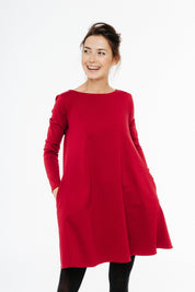 LeMuse CALMNESS vestido con botones, Rojo, M