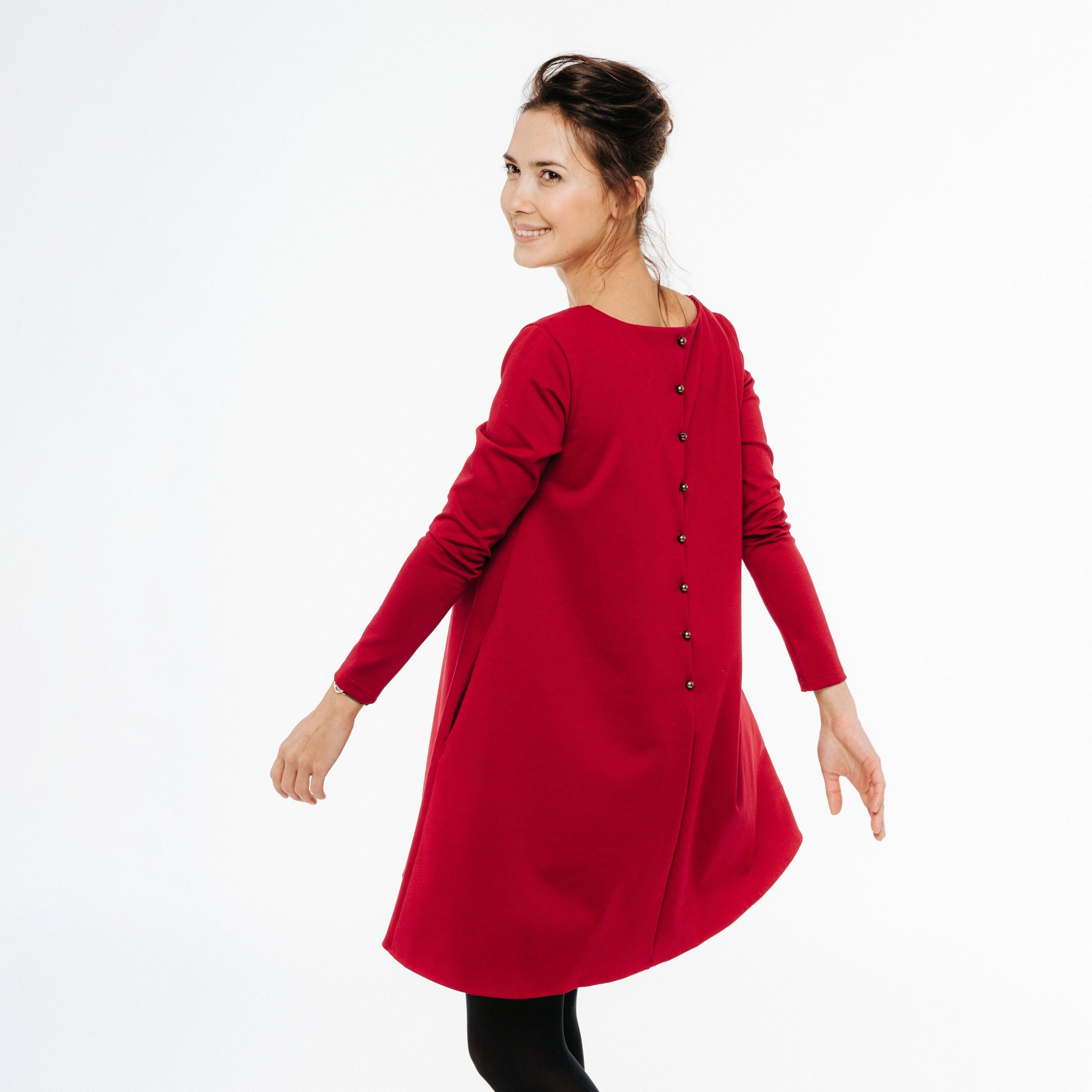 LeMuse CALMNESS Kleid mit Knöpfen, Rot, M