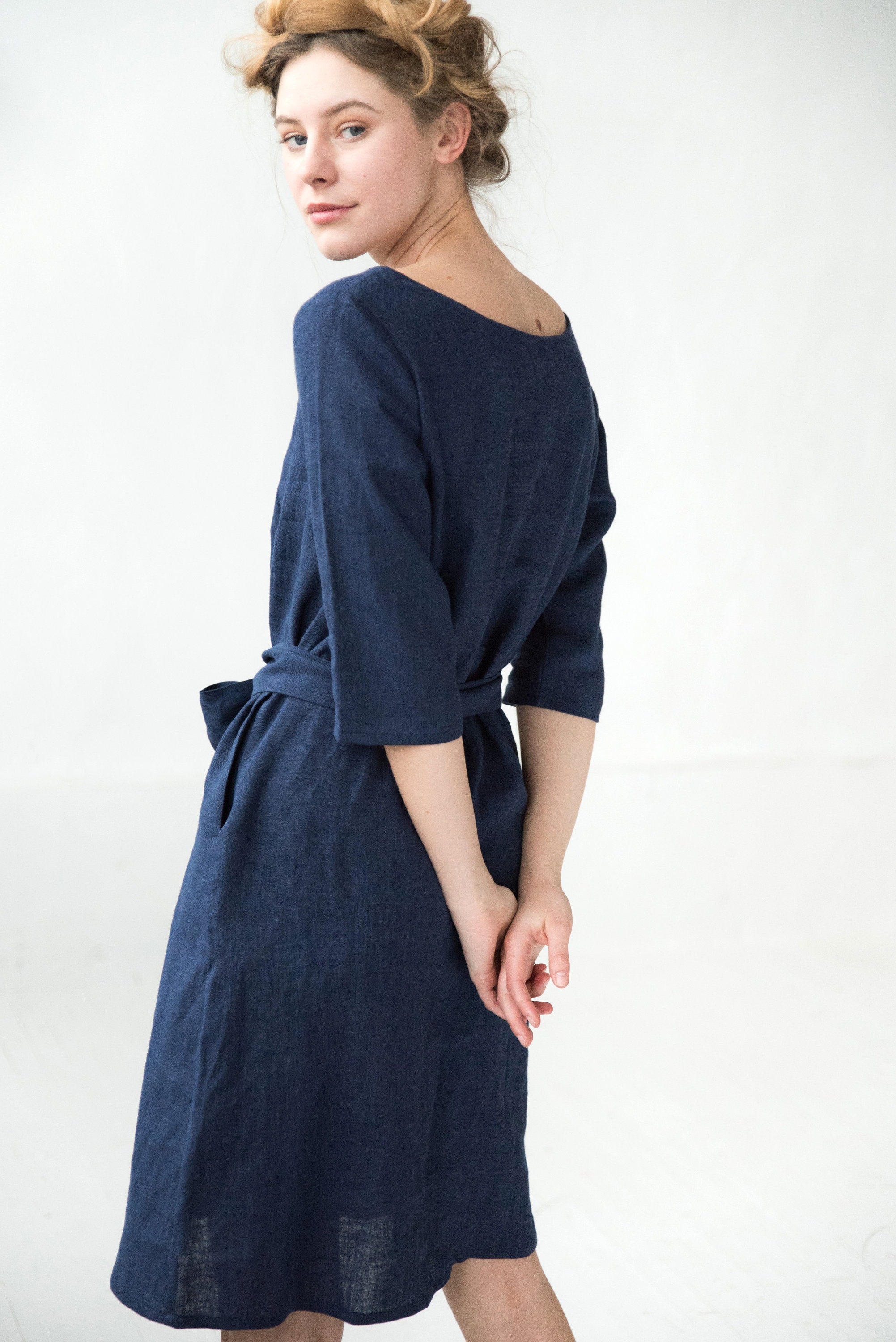 LeMuse Leinenkleid OLIVE, Hellblau, XL