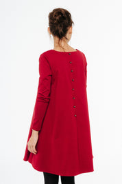 LeMuse CALMNESS vestido con botones, Rojo, M