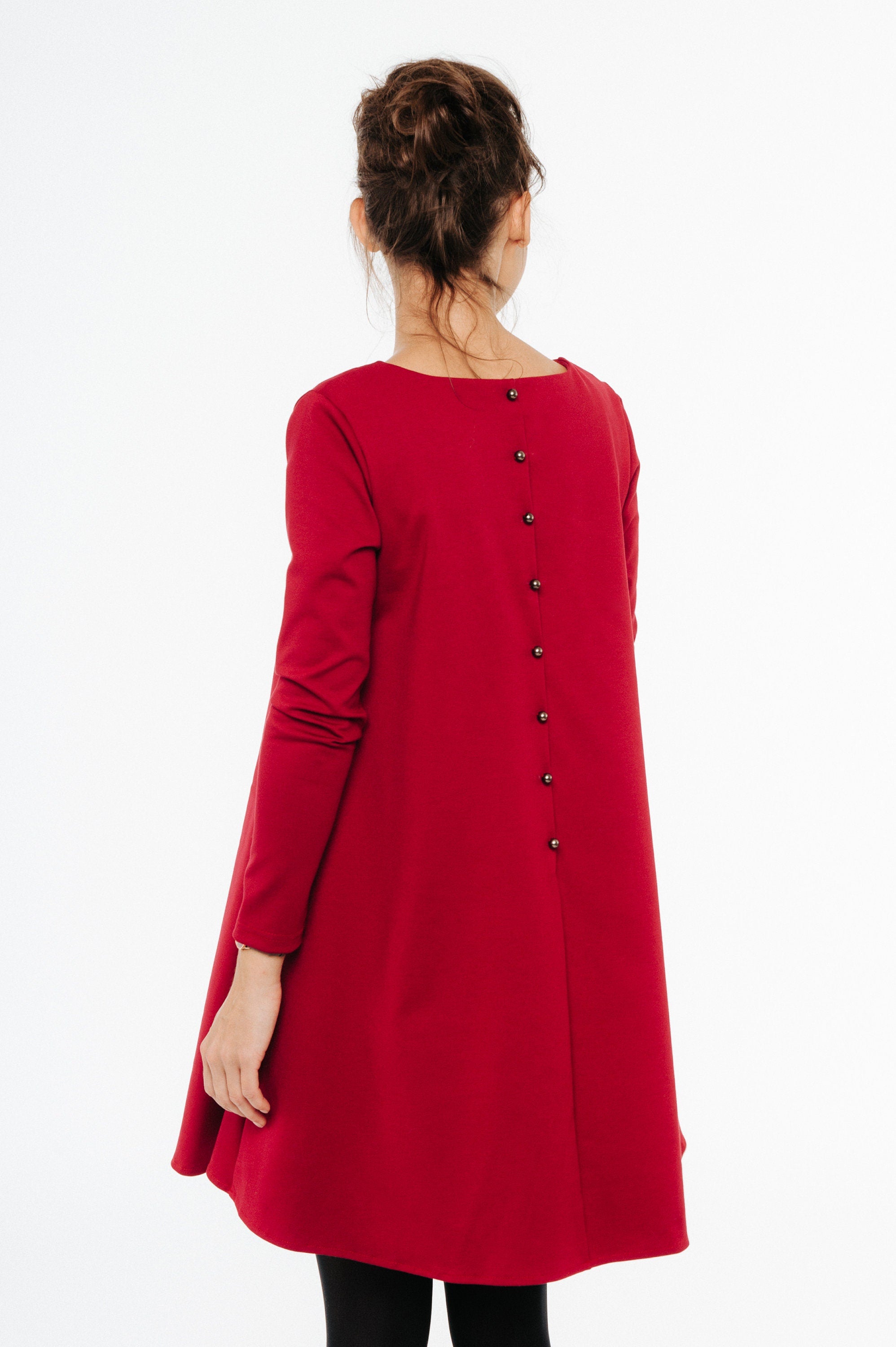 LeMuse CALMNESS Kleid mit Knöpfen, Rot, M