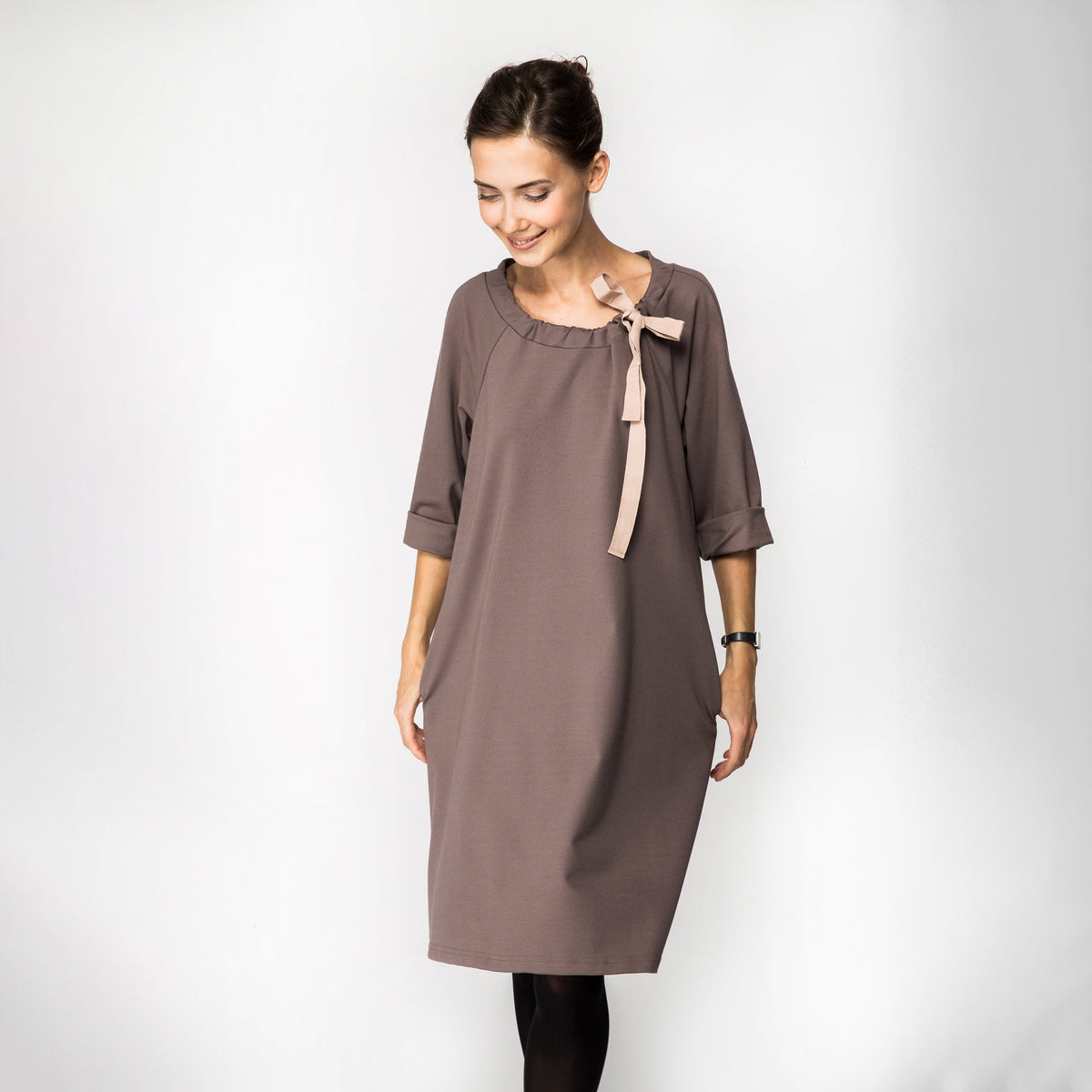 FRENCH dress in cacao #Color_Cacao
