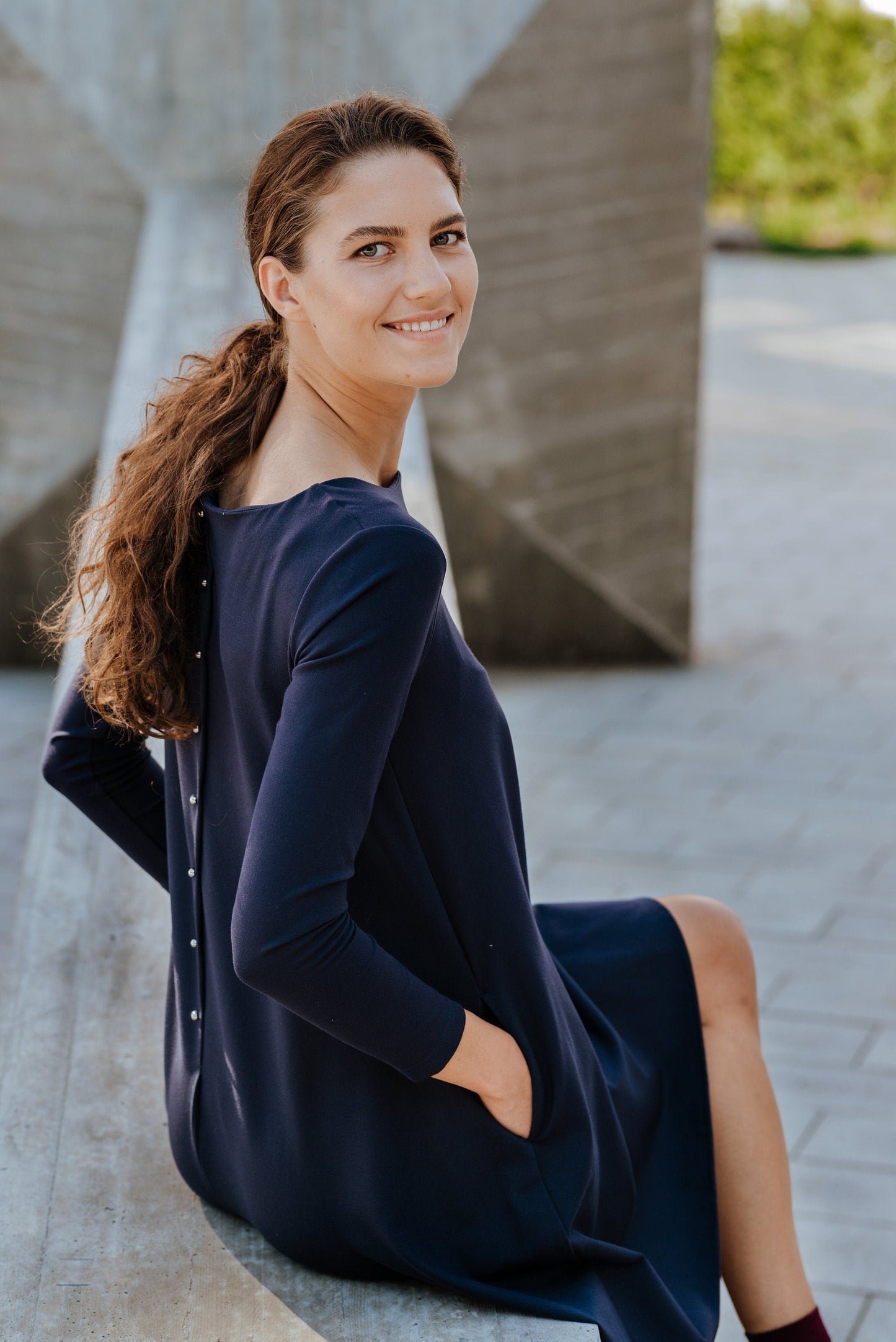 LeMuse CALMNESS dress with buttons, Deep blue, XXL