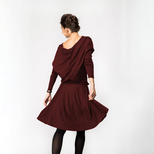 LeMuse SUNFLOWER dress, Burgundy, M