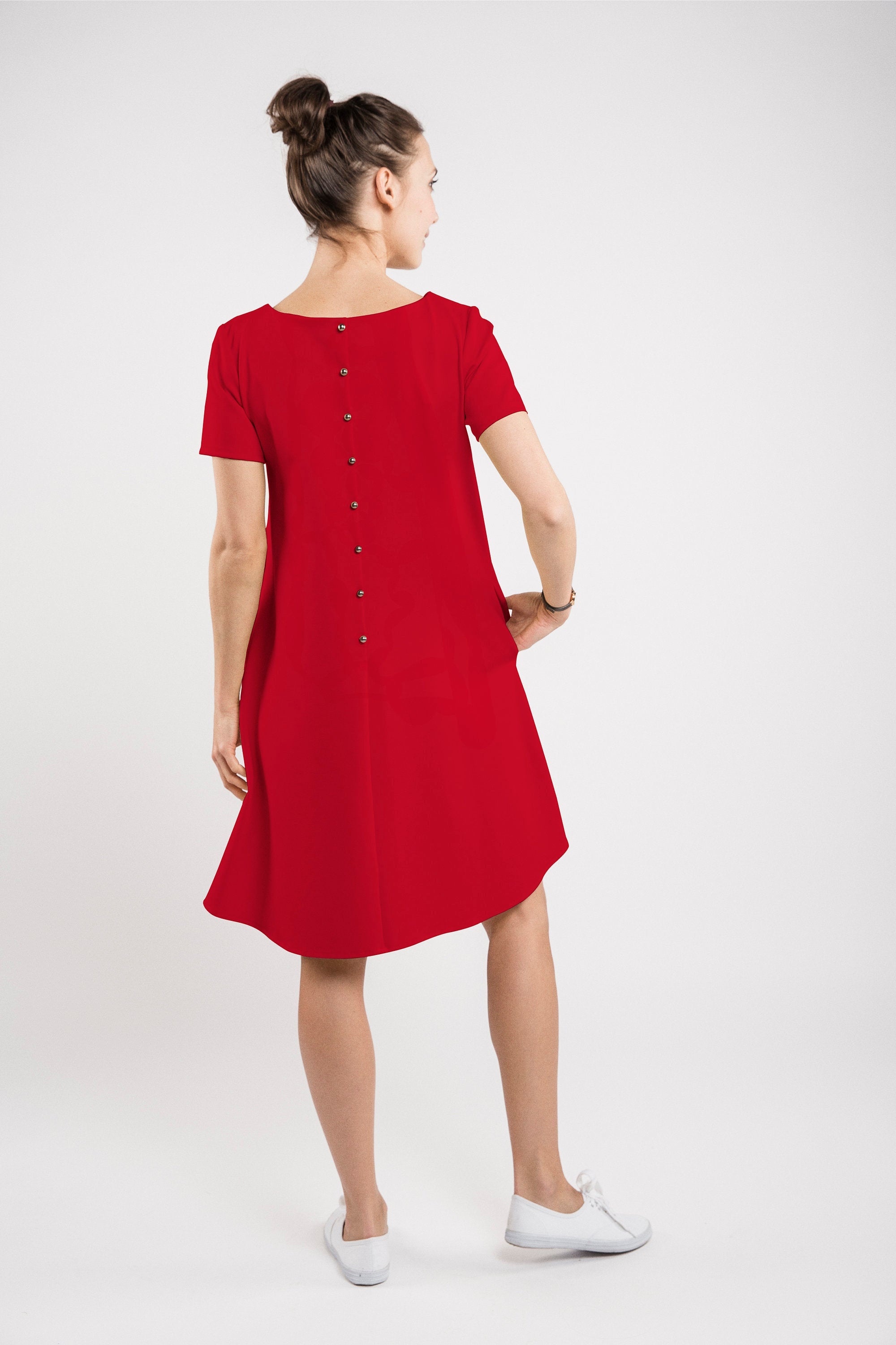 LeMuse SUMMER CALMNESS dress with buttons, Red, XL