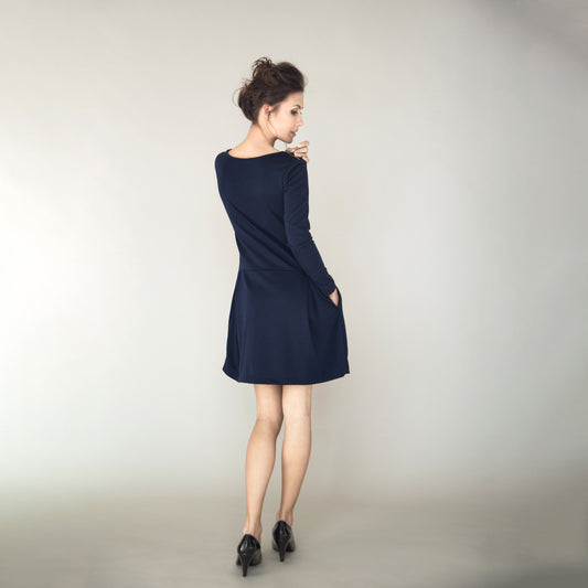 LeMuse SOFIA Kleid mit Taschen, Tiefblau, M