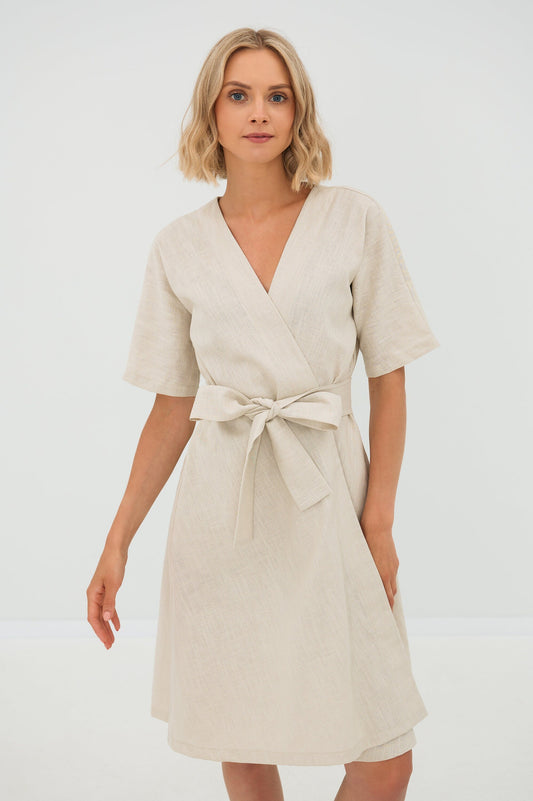 LeMuse Linen dress CHLOE with pockets, Beige, S