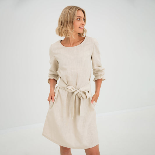 LeMuse linen dress EMMA, Beige, XS