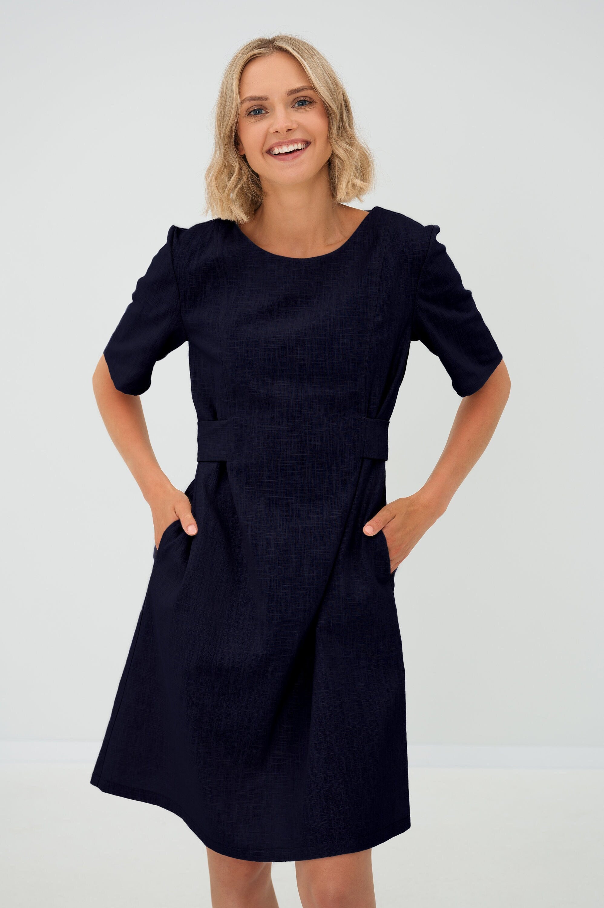 LeMuse Lininė suknelė LOLITA, tamsiai mėlyna, L