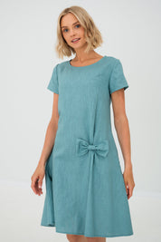 LeMuse Vestido sencillo de lino SUMMER KISS, Verde azulado, L