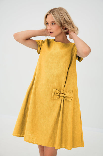 LeMuse Schlichtes Leinenkleid SUMMER KISS, Rose, XXXL