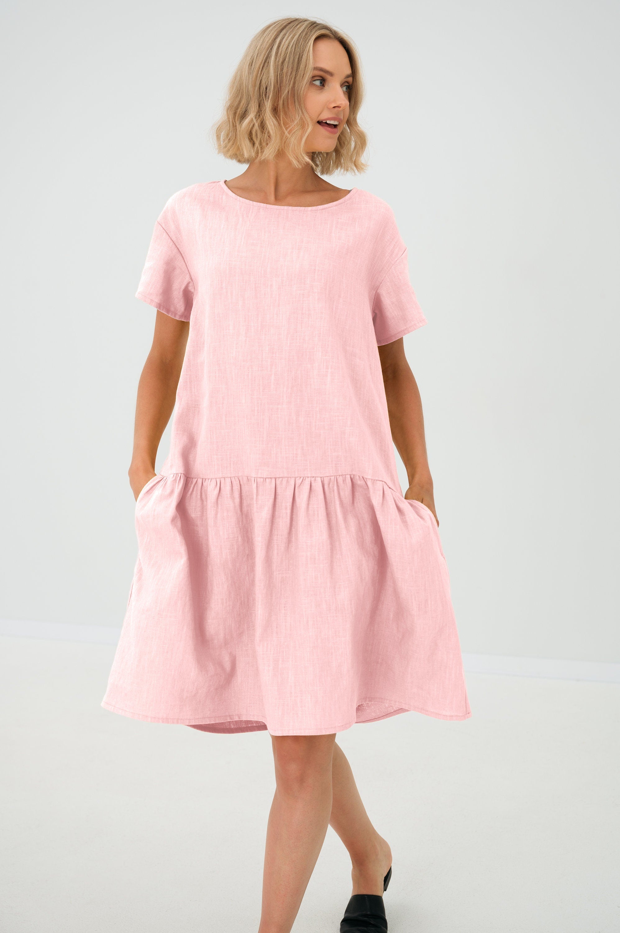 Linen dress BLOSSOM, Rose, M