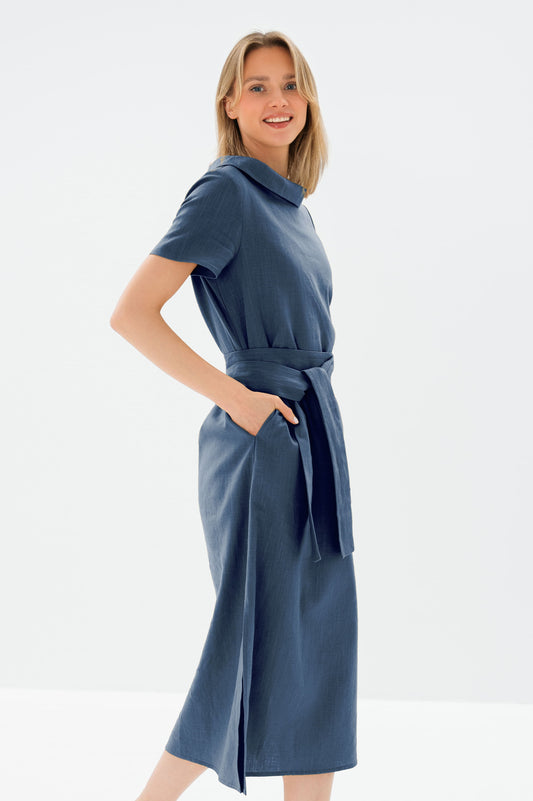 Linen Dress LONG STORY - Blue