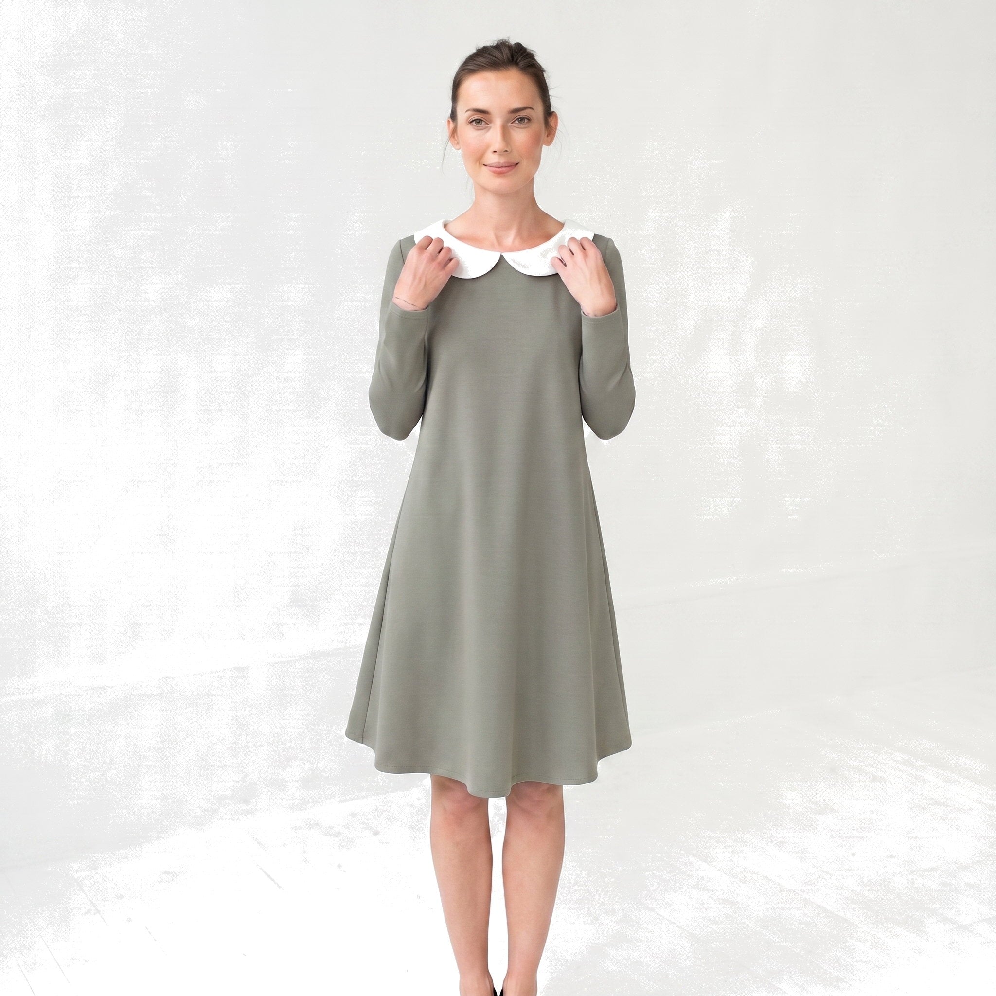LOVER — Italienisches Punto-Milano-Strickkleid mit Kragen