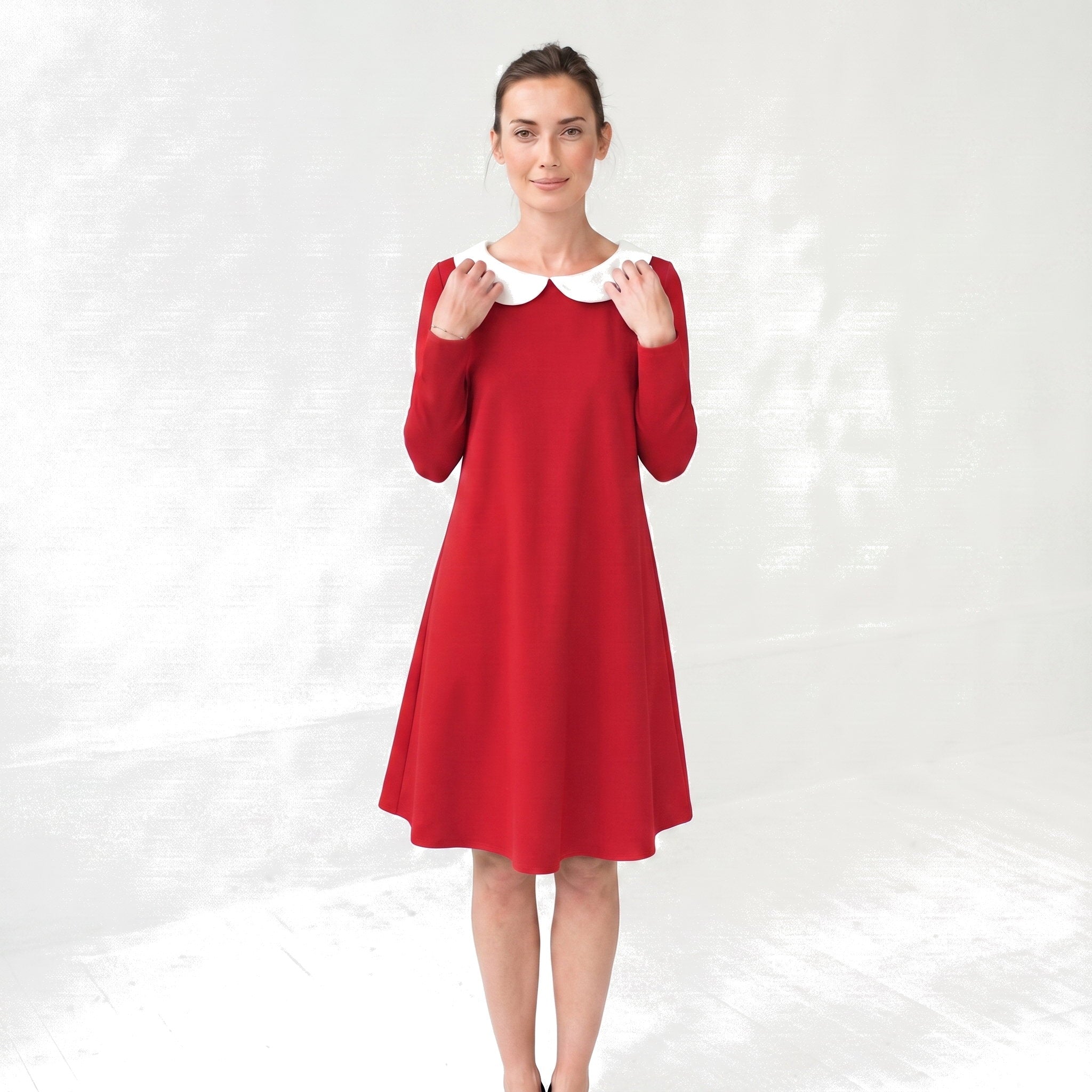 LOVER — Italienisches Punto-Milano-Strickkleid mit Kragen