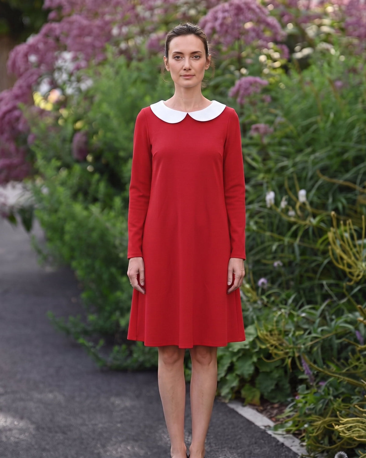 LOVER – Itališko punto Milano suknelė raudonos spalvos, lifestyle sode #Color_Red