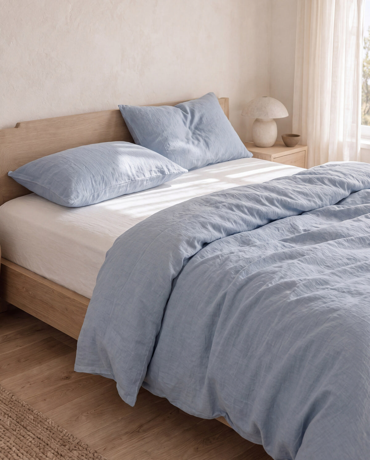 MILDA linen bedding in Light Blue