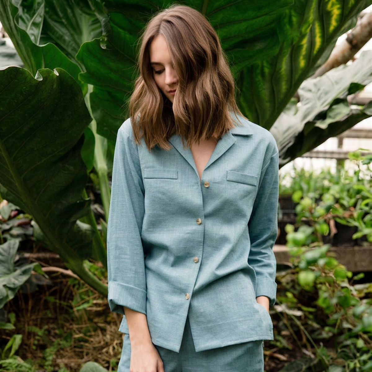LeMuse linen shirt OASIS, Teal, S