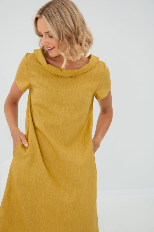 Linen Dress STORY - Ochre