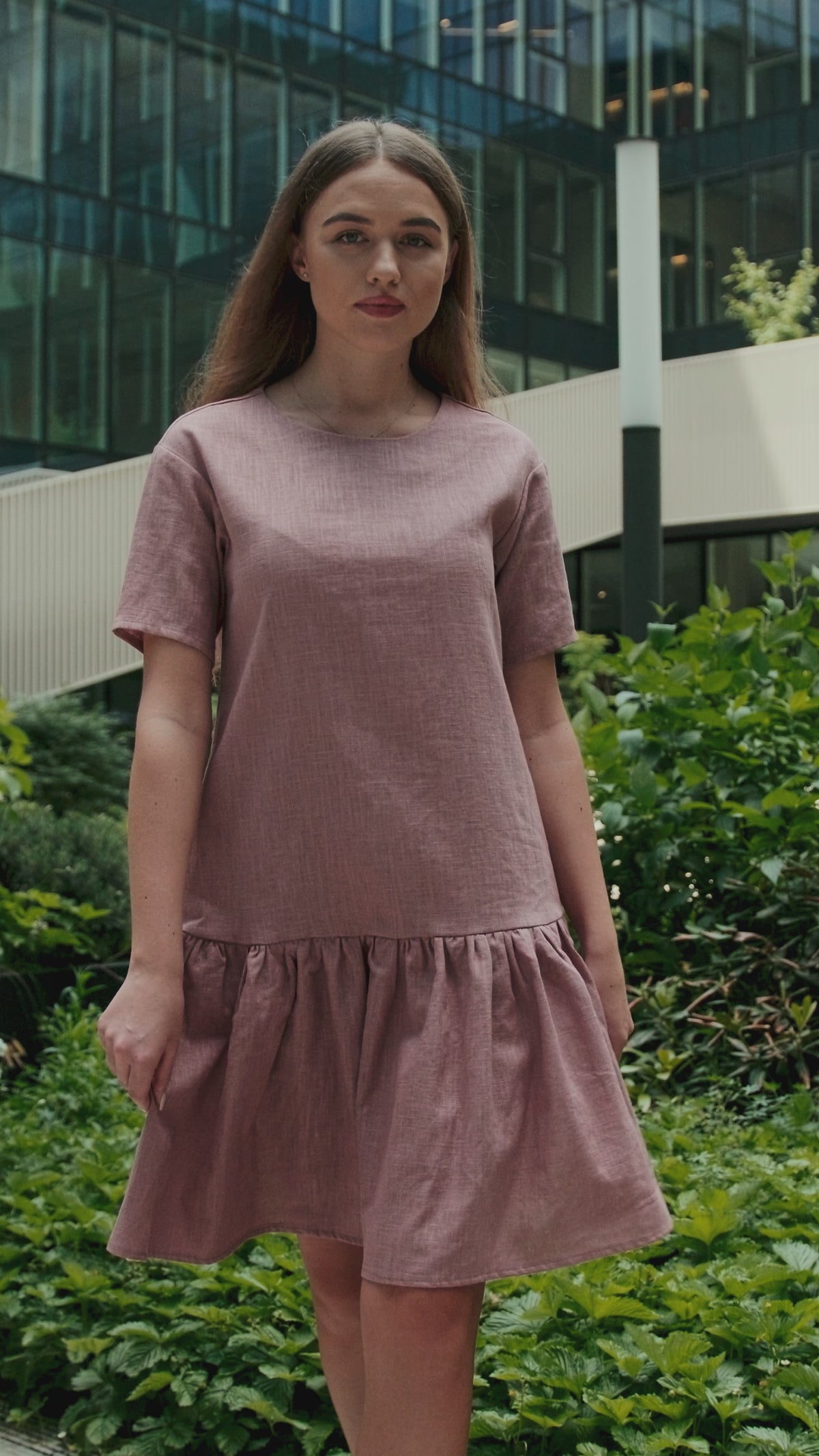 LeMuse BLOSSOM linen dress in dusty rose – video #Color_Dusty rose
