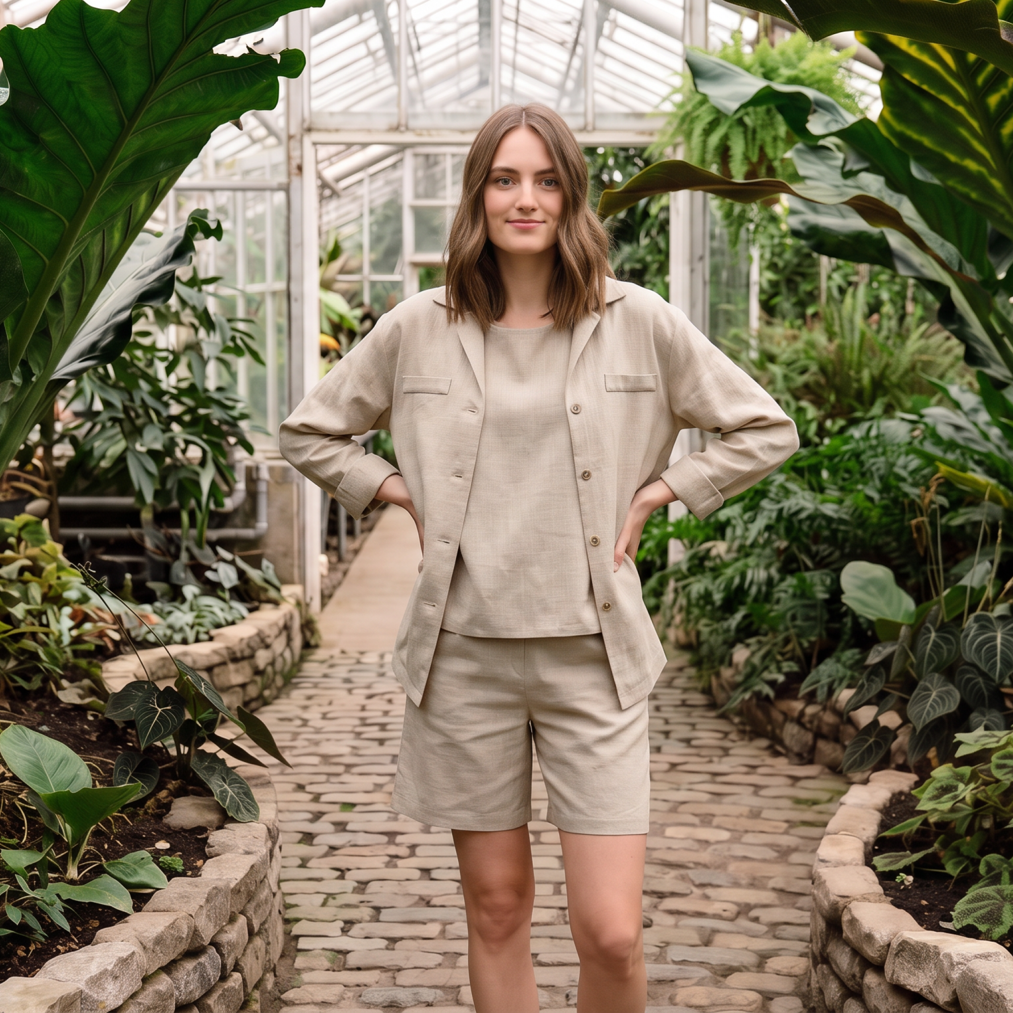 LeMuse linen shorts SIMPLICITY, Beige, XS