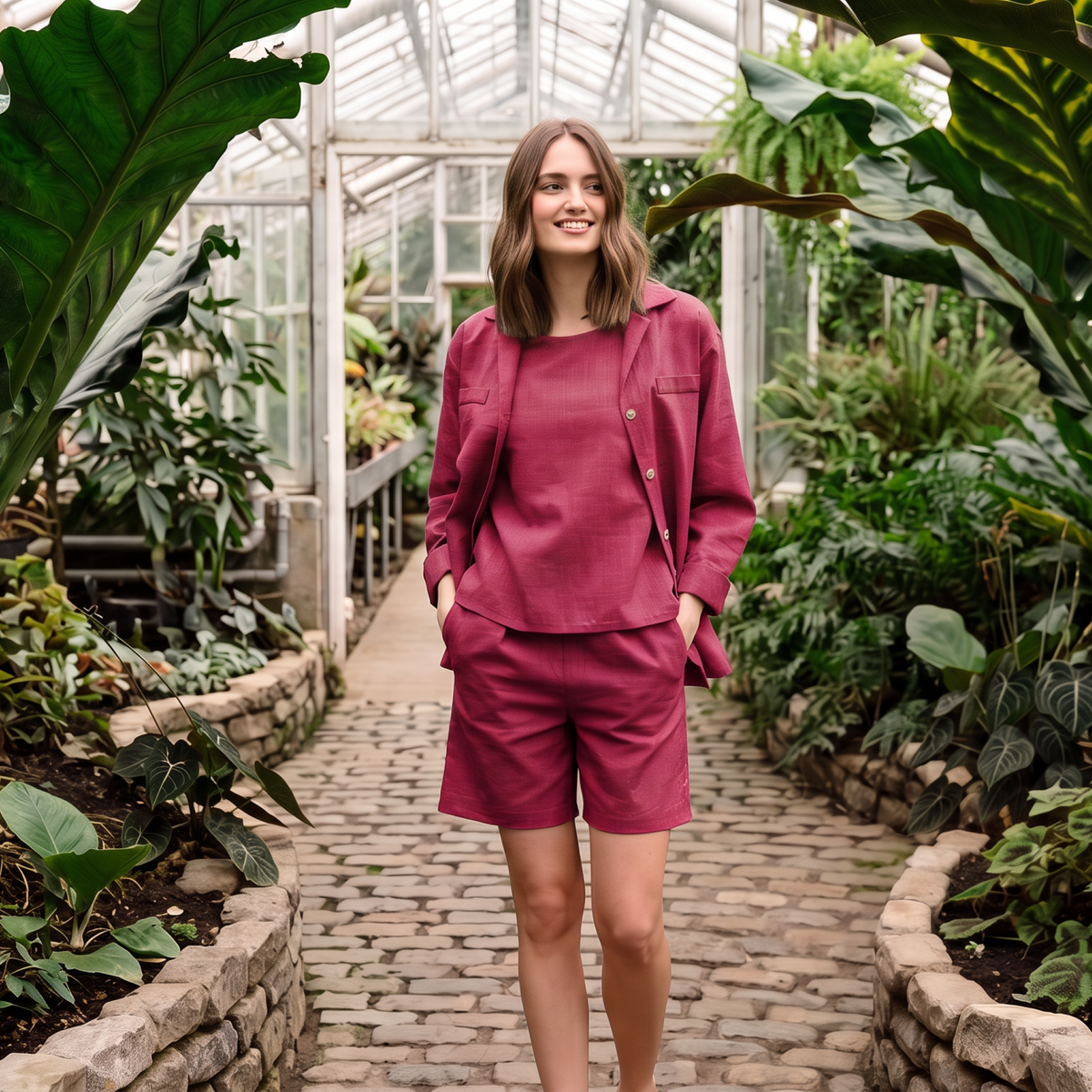 LeMuse linen shorts SIMPLICITY, Cerise, XS
