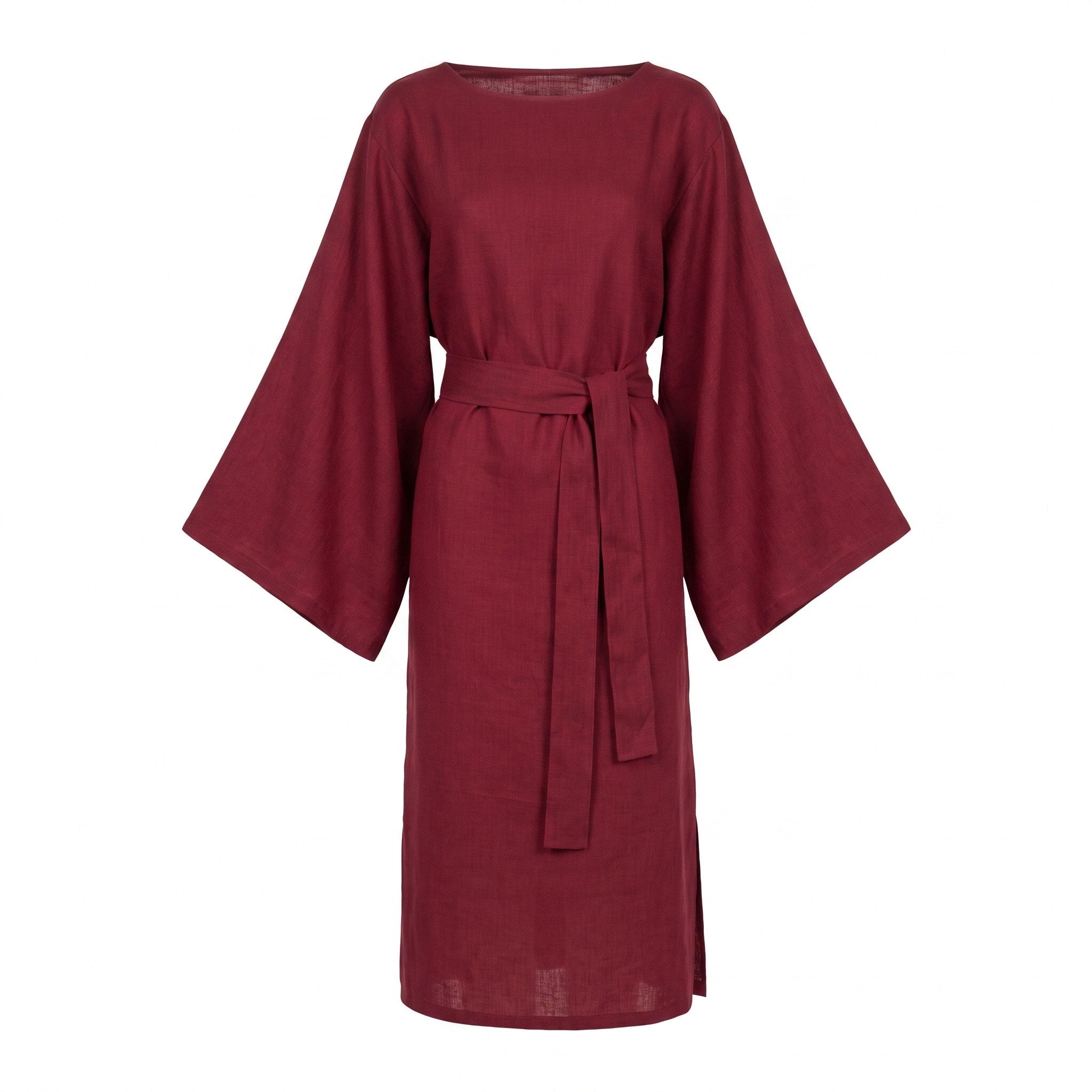 WHISPER — Stonewashed Linen Kimono-Sleeve Midi Dress