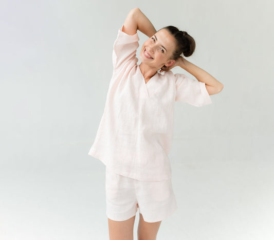 Linen pajama set in rose WEEKEND