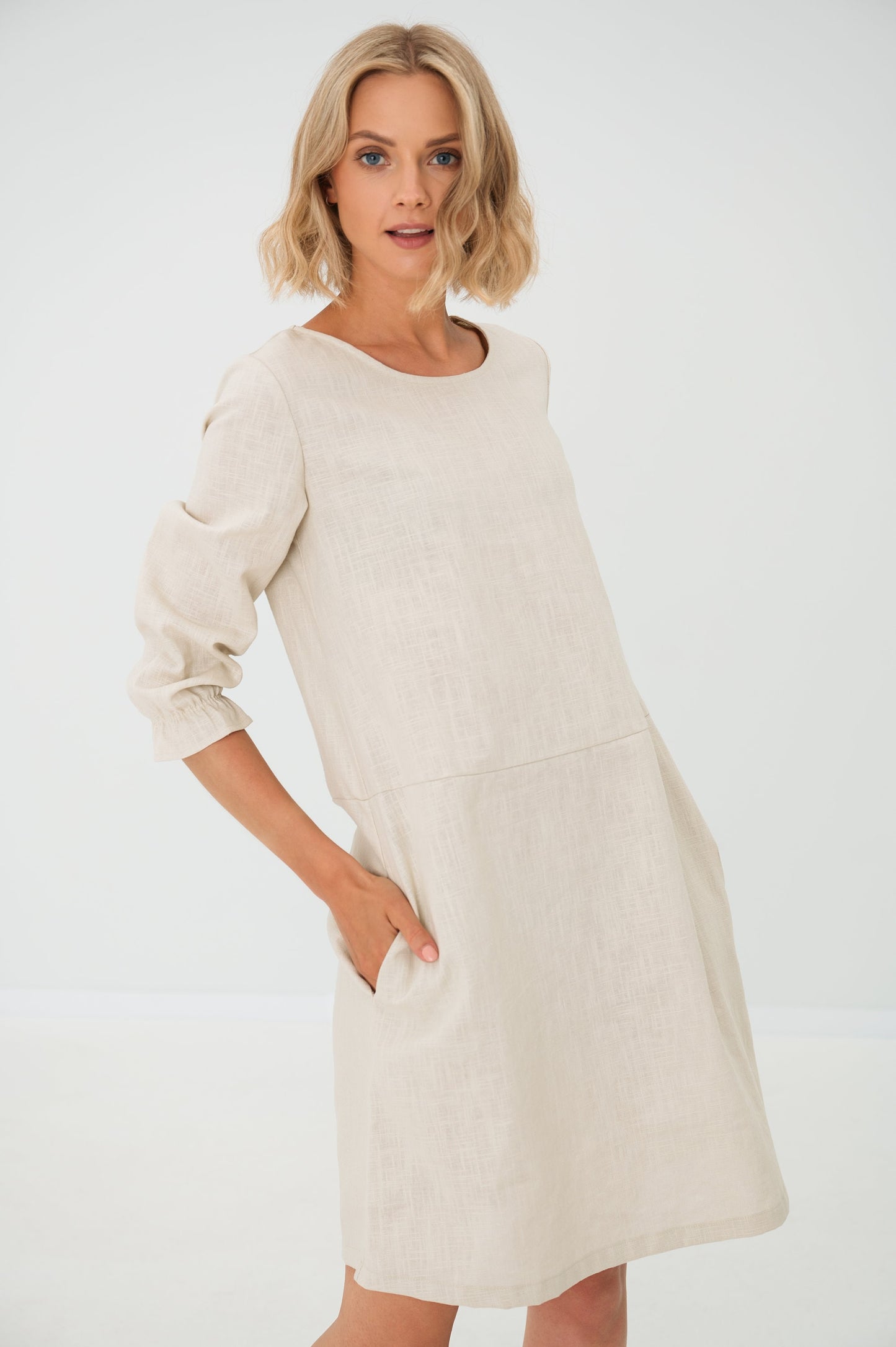 Beige linen dress EMMA