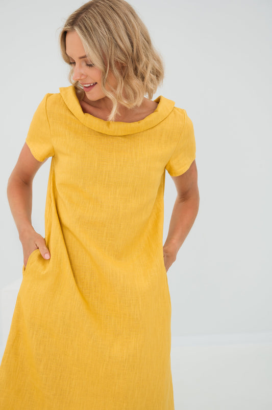 Sunny Yellow Linen Dress for Every Day